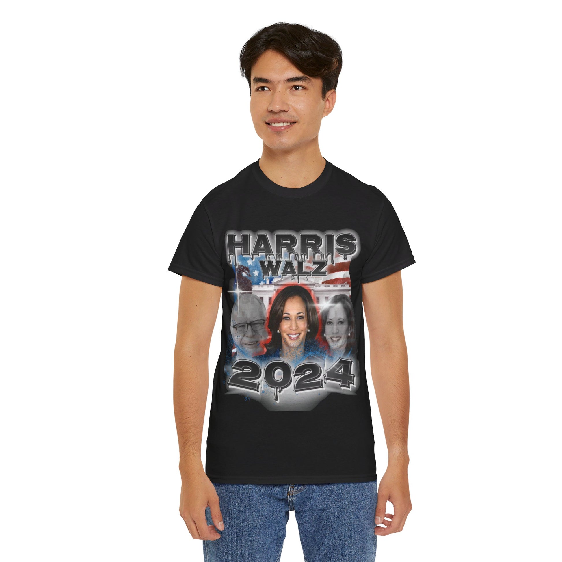 Classic Harris Walz 2024 Streetwear Design Unisex Heavy Cotton Tee T-Shirt