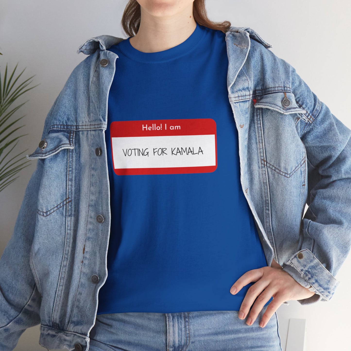 Hello I Am Voting For Kamala 2024 Funny Unisex Heavy Cotton Tee T-Shirt