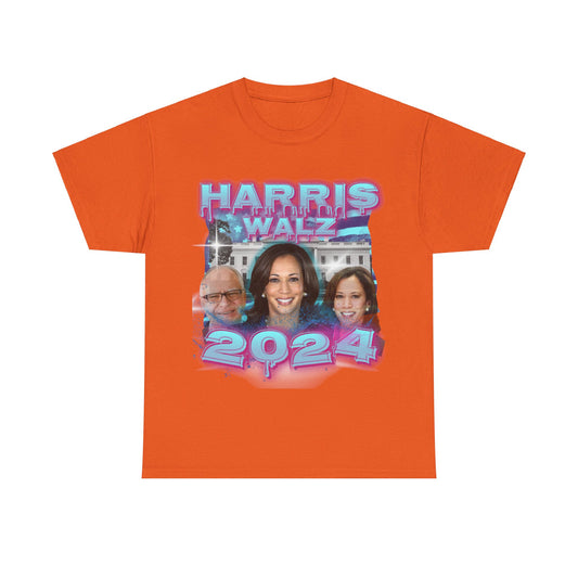 Blue & Pink Harris Walz 2024 Streetwear Design Unisex Heavy Cotton Tee Orange T-Shirt