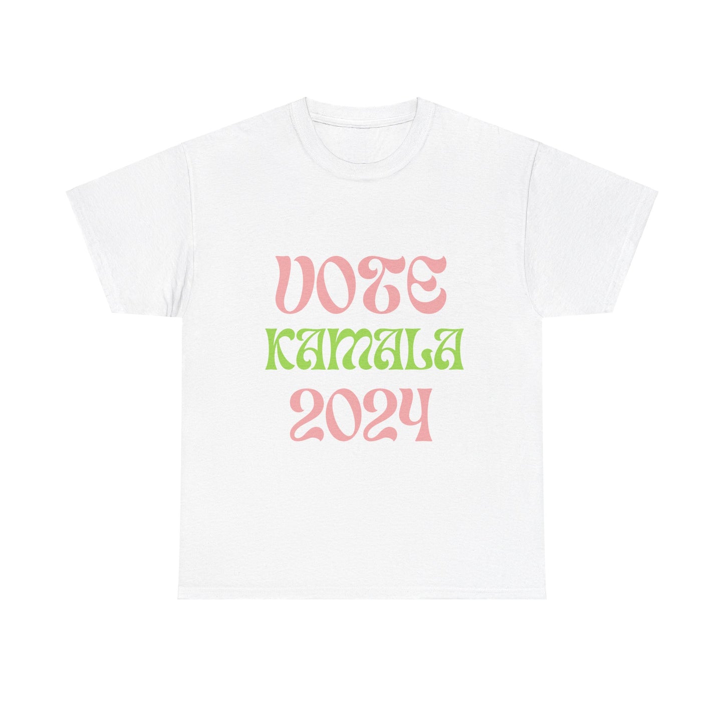 Pink & Green Vote Kamala 2024 Unisex Heavy Cotton Tee White T-Shirt