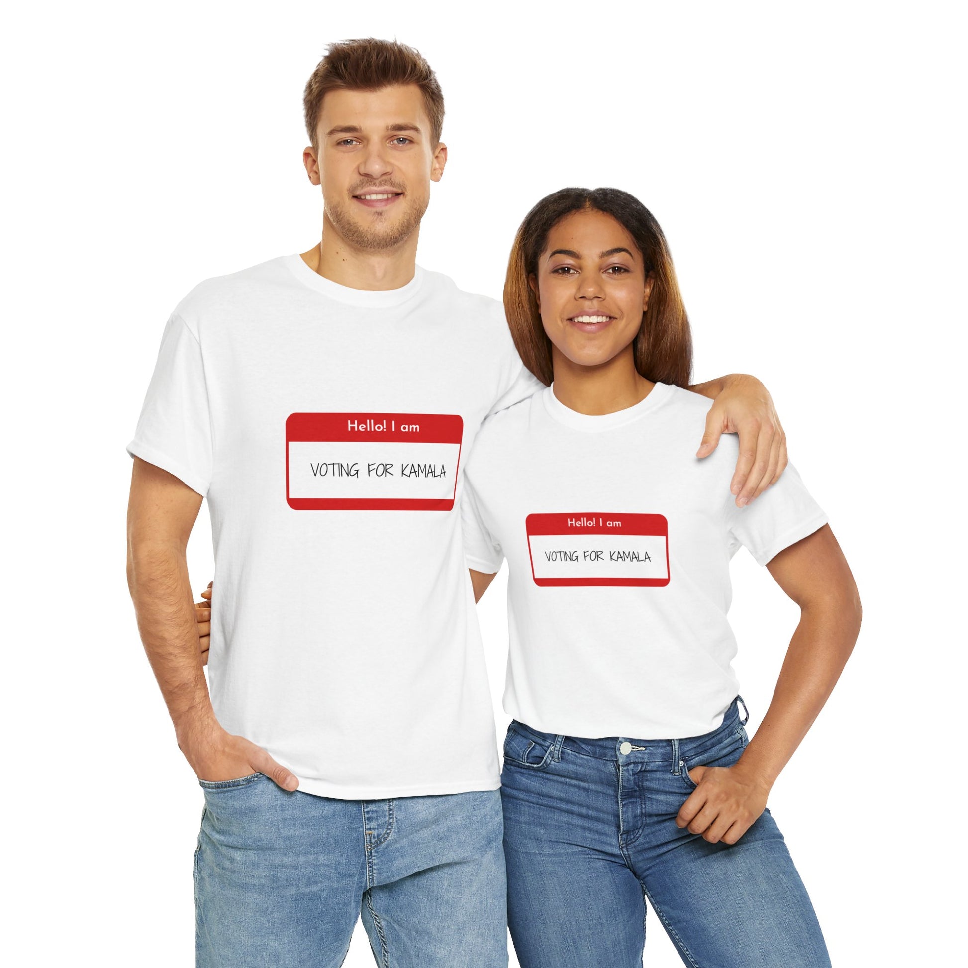 Hello I Am Voting For Kamala 2024 Funny Unisex Heavy Cotton Tee T-Shirt