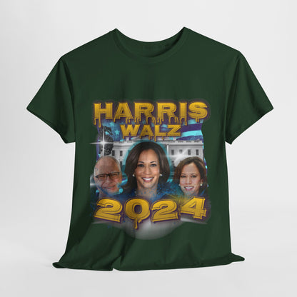 Green & Yellow Harris Walz 2024 Streetwear Design Unisex Tee T-Shirt