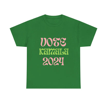 Pink & Green Vote Kamala 2024 Unisex Heavy Cotton Tee Turf Green T-Shirt