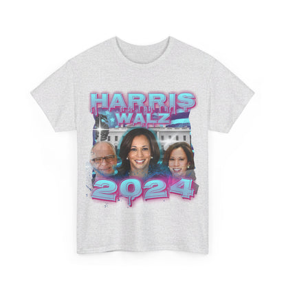 Blue & Pink Harris Walz 2024 Streetwear Design Unisex Heavy Cotton Tee T-Shirt