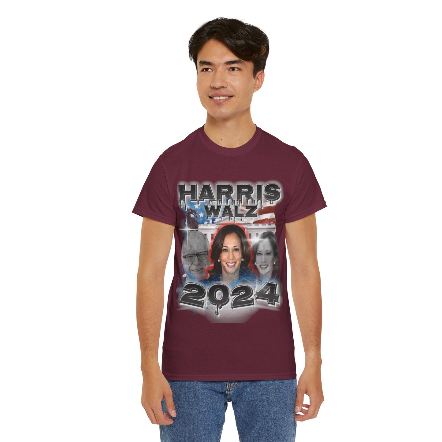 Classic Harris Walz 2024 Streetwear Design Unisex Heavy Cotton Tee T-Shirt