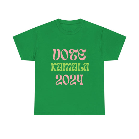 Pink & Green Vote Kamala 2024 Unisex Heavy Cotton Tee Irish Green T-Shirt