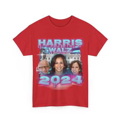 Blue & Pink Harris Walz 2024 Streetwear Design Unisex Heavy Cotton Tee T-Shirt