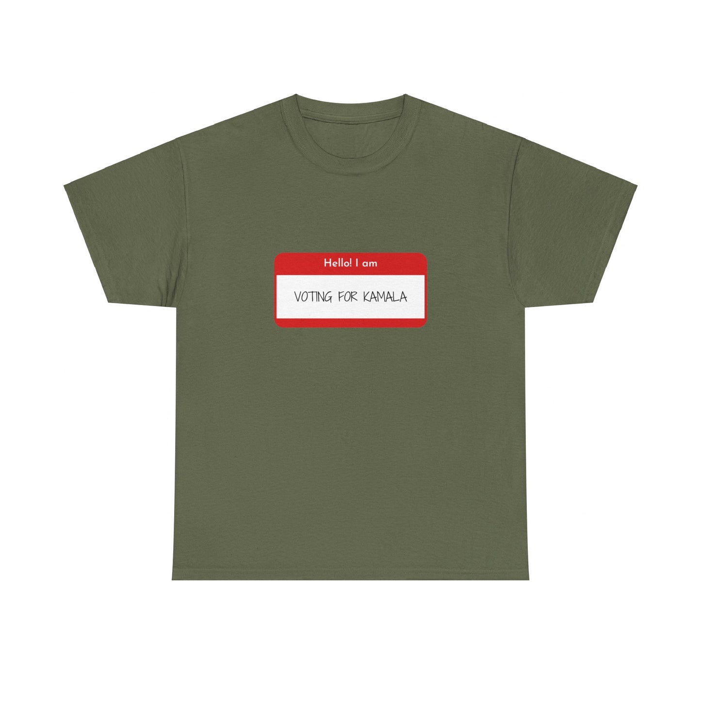 Hello I Am Voting For Kamala 2024 Funny Unisex Heavy Cotton Tee Military Green T-Shirt