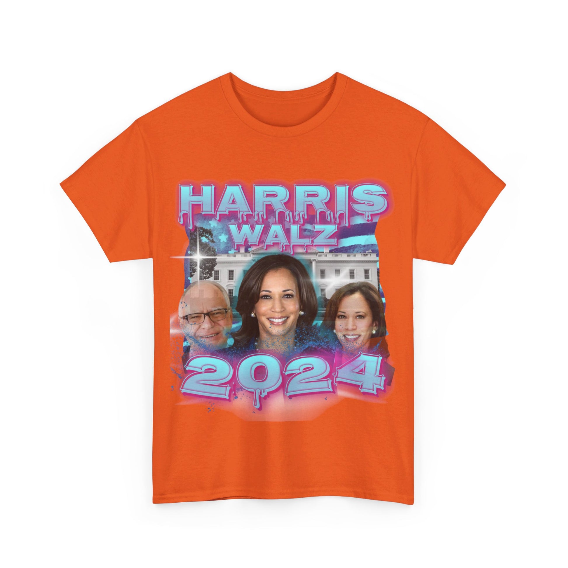 Blue & Pink Harris Walz 2024 Streetwear Design Unisex Heavy Cotton Tee T-Shirt