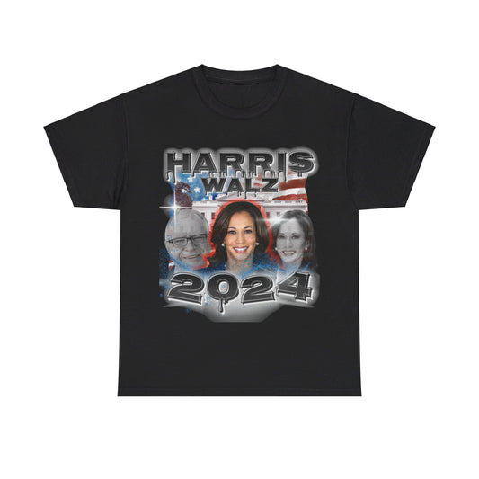 Classic Harris Walz 2024 Streetwear Design Unisex Heavy Cotton Tee Black T-Shirt