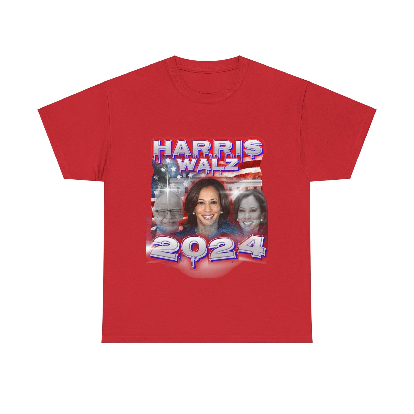 Red, White, and Blue Harris Walz 2024 Streetwear Design Unisex Tee Red T-Shirt