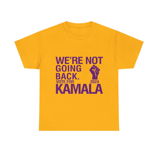 Purple & Gold We're Not Going Back Vote Kamala 2024 Unisex Heavy Cotton Tee Gold T-Shirt