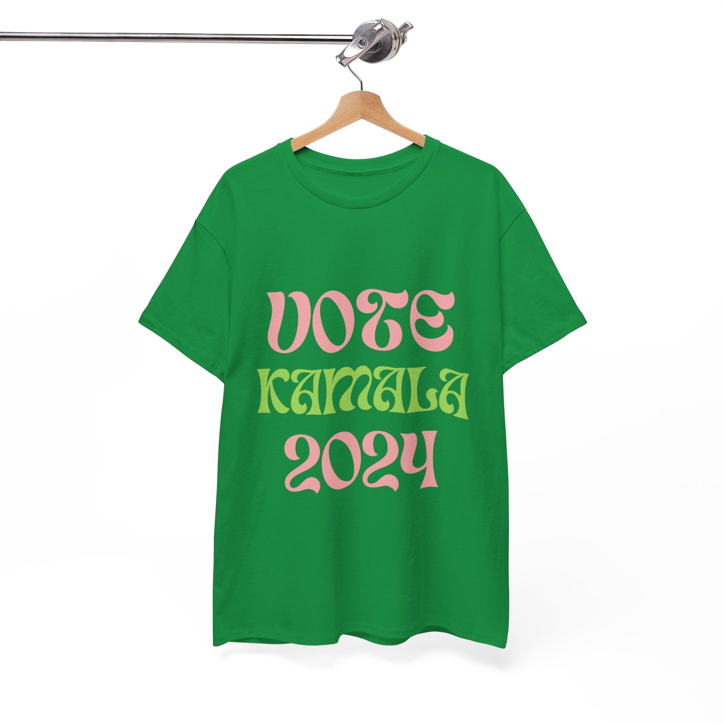 Pink & Green Vote Kamala 2024 Unisex Heavy Cotton Tee T-Shirt