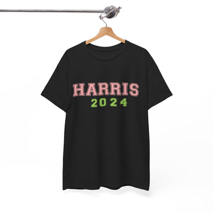 Pink & Green Harris 2024 Unisex Heavy Cotton Tee Black T-Shirt