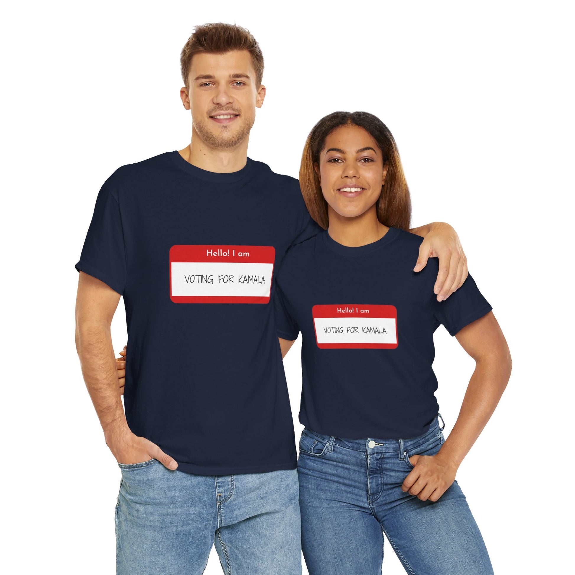 Hello I Am Voting For Kamala 2024 Funny Unisex Heavy Cotton Tee T-Shirt