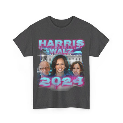 Blue & Pink Harris Walz 2024 Streetwear Design Unisex Heavy Cotton Tee T-Shirt