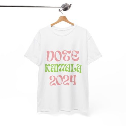 Pink & Green Vote Kamala 2024 Unisex Heavy Cotton Tee T-Shirt