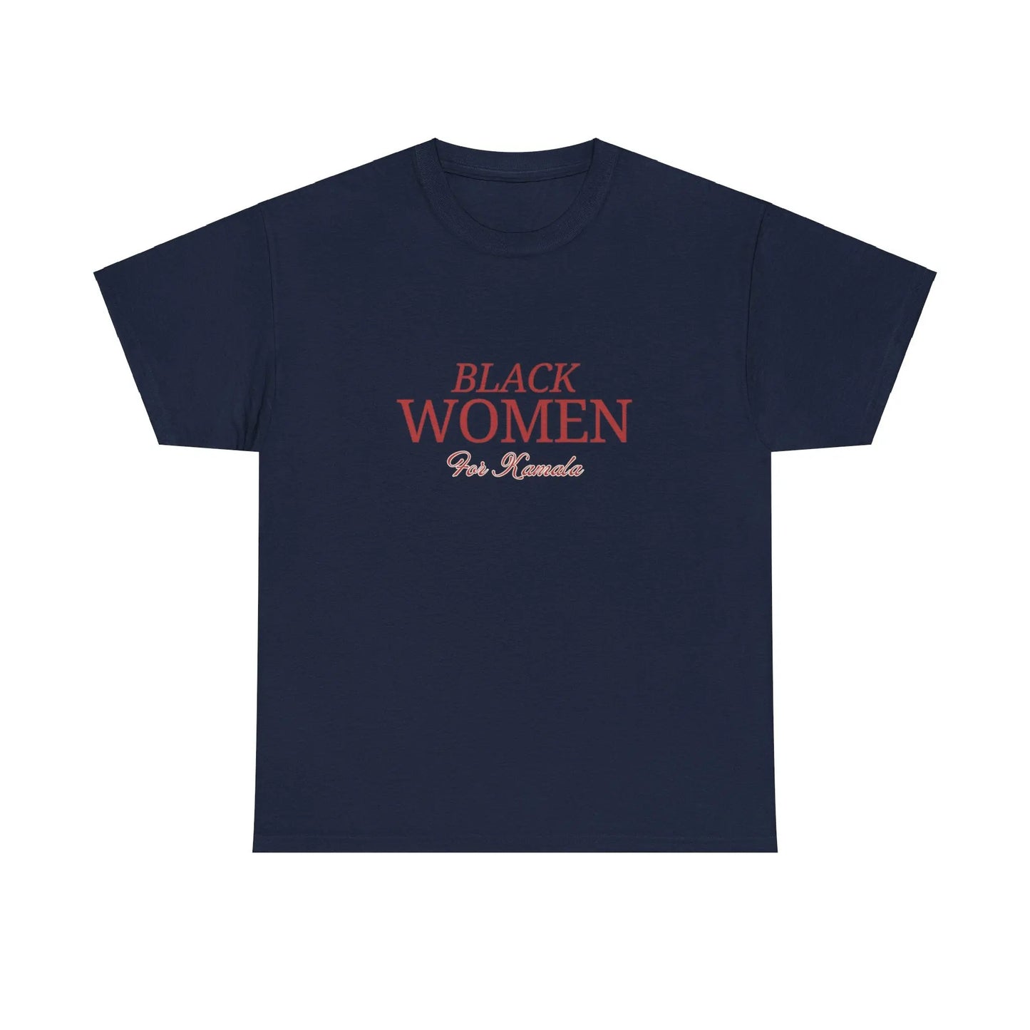 Black Women for Kamala Simple Election 2024 Graphic Unisex Heavy Cotton Tee Navy T-Shirt