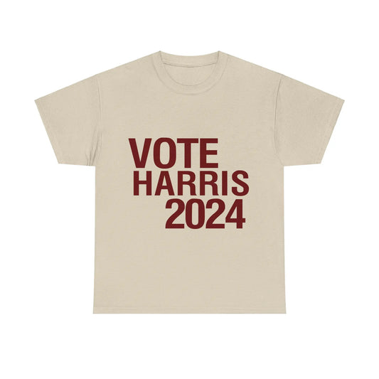 Crimson & Cream Vote Harris 2024 Unisex Heavy Cotton Tee Sand T-Shirt