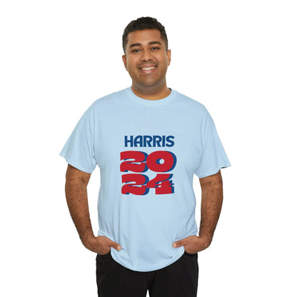 Harris 2024 Election Block Tee Unisex Heavy Cotton Tee Light Blue T-Shirt