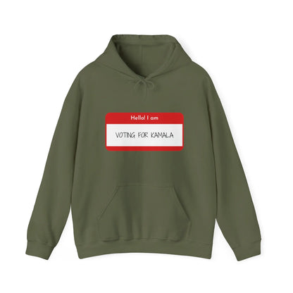 Hello I Am Voting For Kamala Unisex Heavy Blend™ Hooded Sweatshirt - Show Your Support Military Green Hoodie