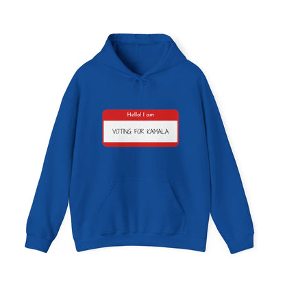 Hello I Am Voting For Kamala Unisex Heavy Blend™ Hooded Sweatshirt - Show Your Support Royal Hoodie