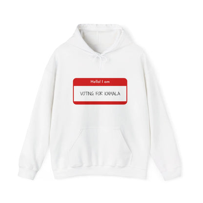 Hello I Am Voting For Kamala Unisex Heavy Blend™ Hooded Sweatshirt - Show Your Support White Hoodie