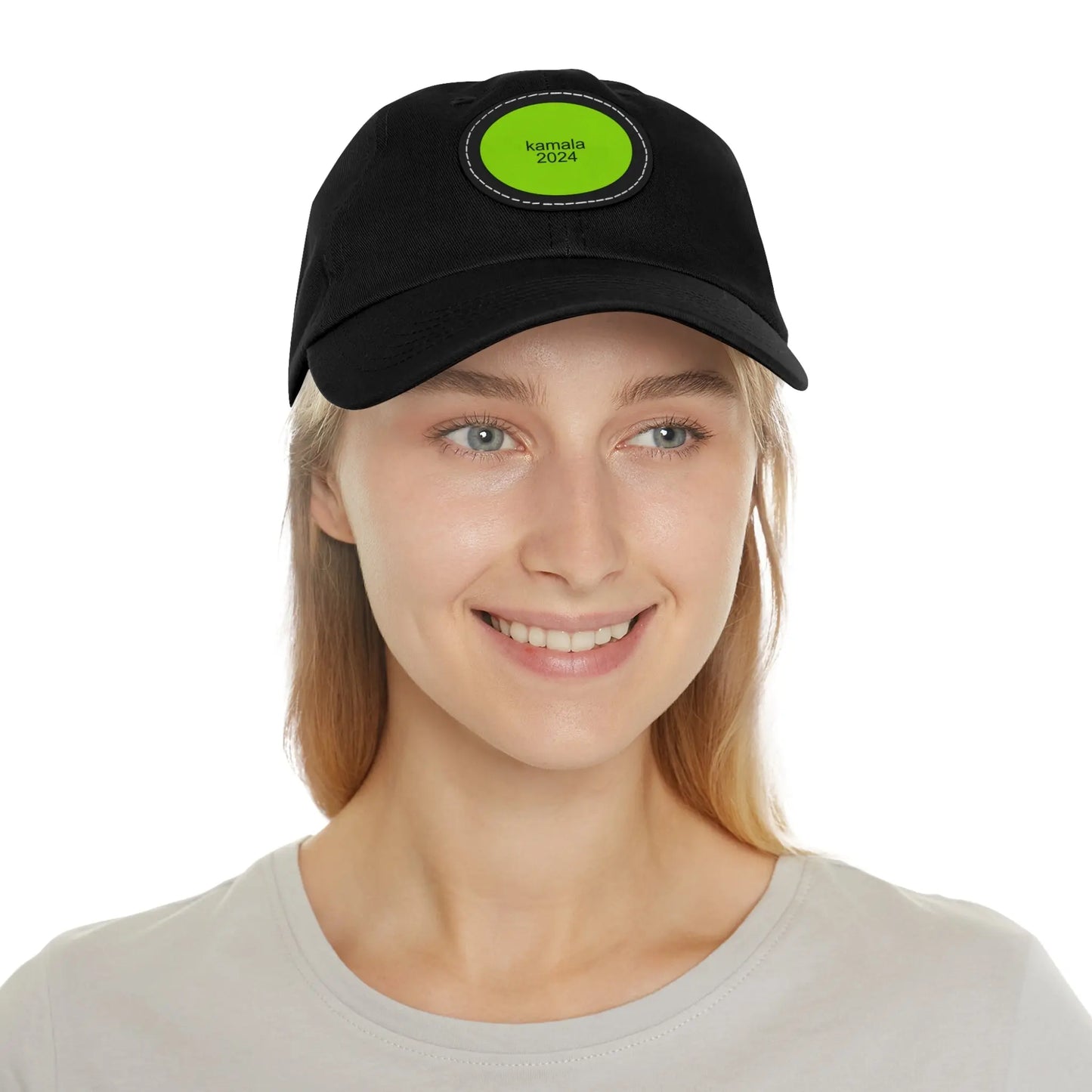 Kamala 2024 Brat Green Dad Hat with Leather Patch (Round) Hats