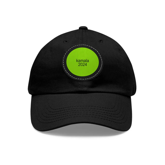 Kamala 2024 Brat Green Dad Hat with Leather Patch (Round) Black Black patch Circle One size Hats