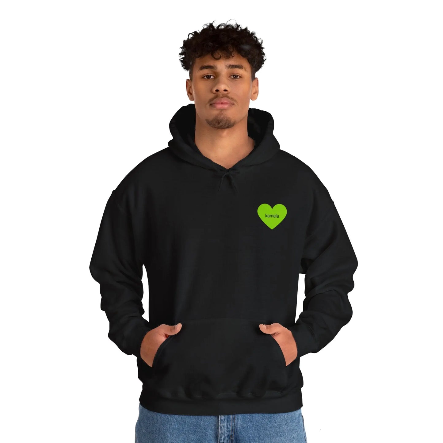 Kamala 2024 Brat Green Heart Logo Unisex Heavy Blend™ Hooded Sweatshirt Black Hoodie