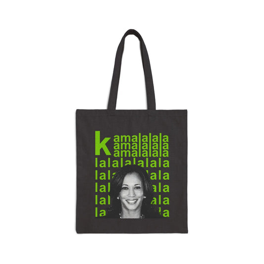 Kamala Kamalalala 2024 Brat Green Kamalalala Cotton Canvas Tote Bag Black 15" x 16" Bags