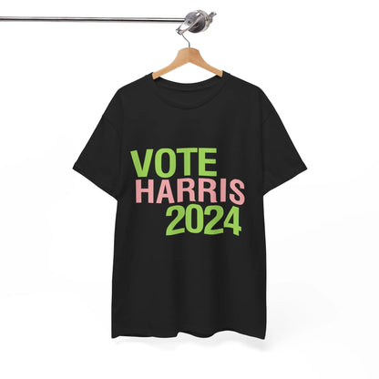 Pink & Green Vote Harris 2024 Unisex Heavy Cotton Tee T-Shirt