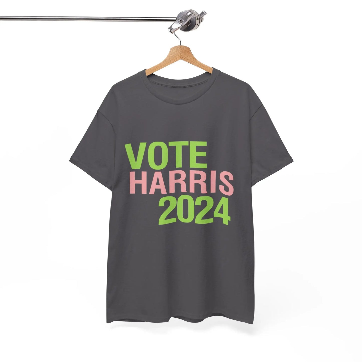 Pink & Green Vote Harris 2024 Unisex Heavy Cotton Tee T-Shirt