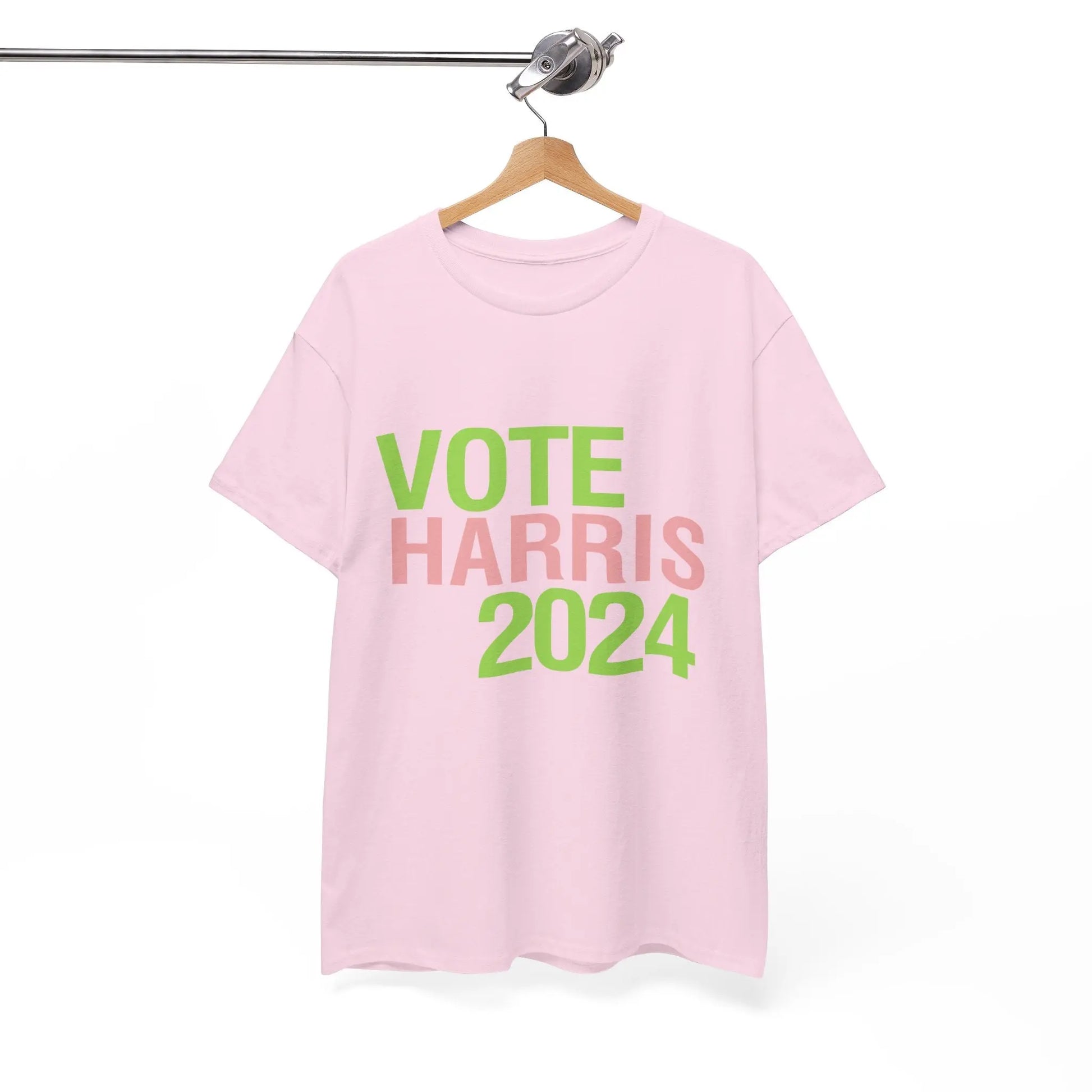 Pink & Green Vote Harris 2024 Unisex Heavy Cotton Tee T-Shirt