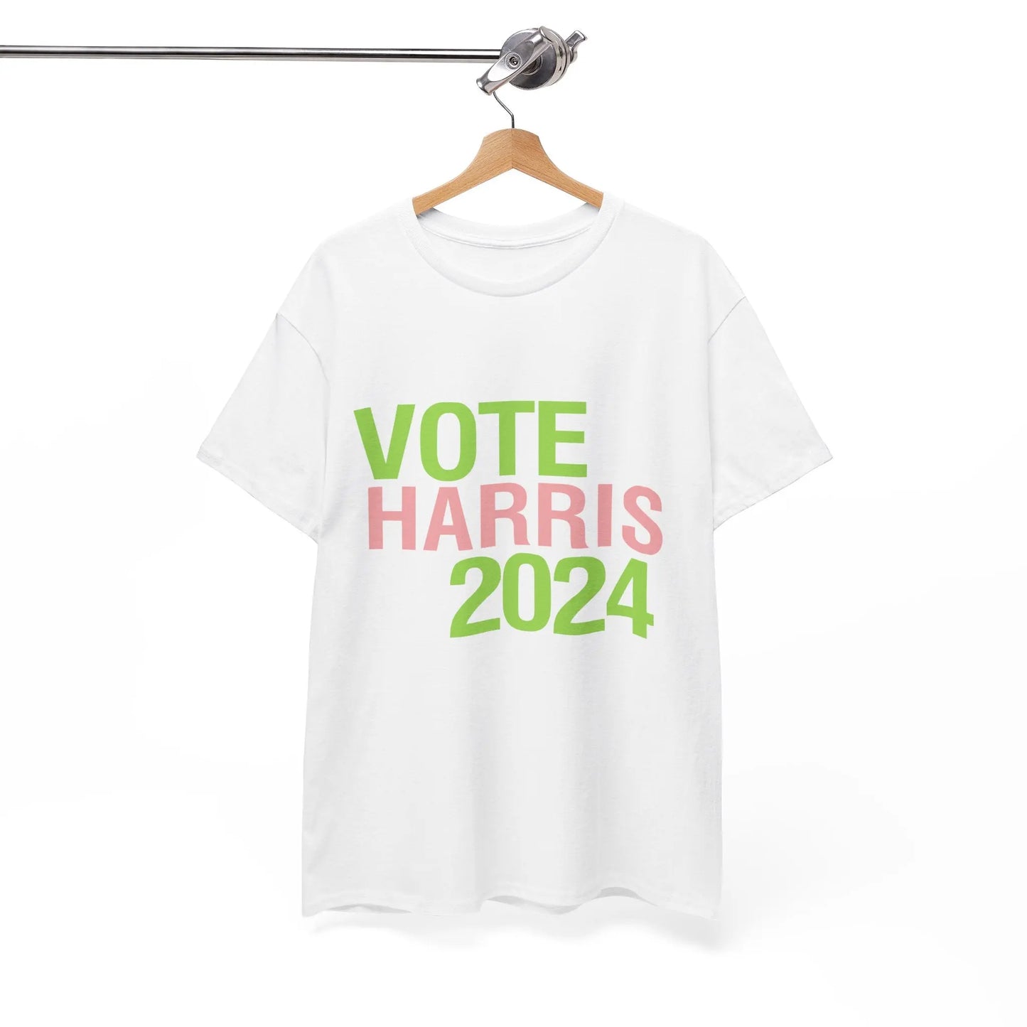 Pink & Green Vote Harris 2024 Unisex Heavy Cotton Tee T-Shirt