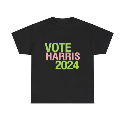 Pink & Green Vote Harris 2024 Unisex Heavy Cotton Tee Black T-Shirt